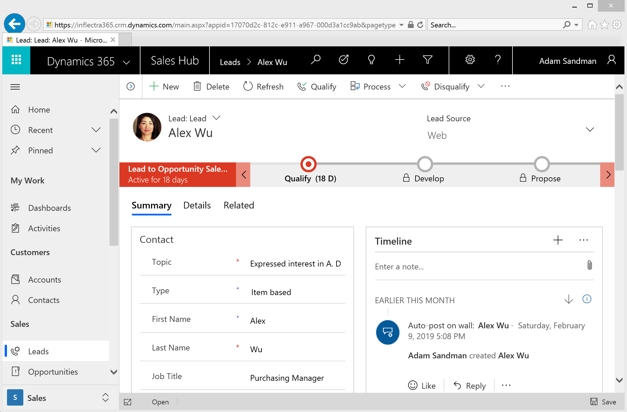 Dynamics 365 for Sales Unified Interface