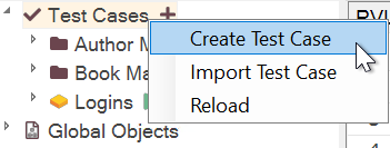 Context menu for root node