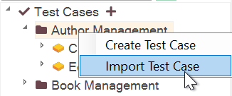 Import Test Case via Context Menu
