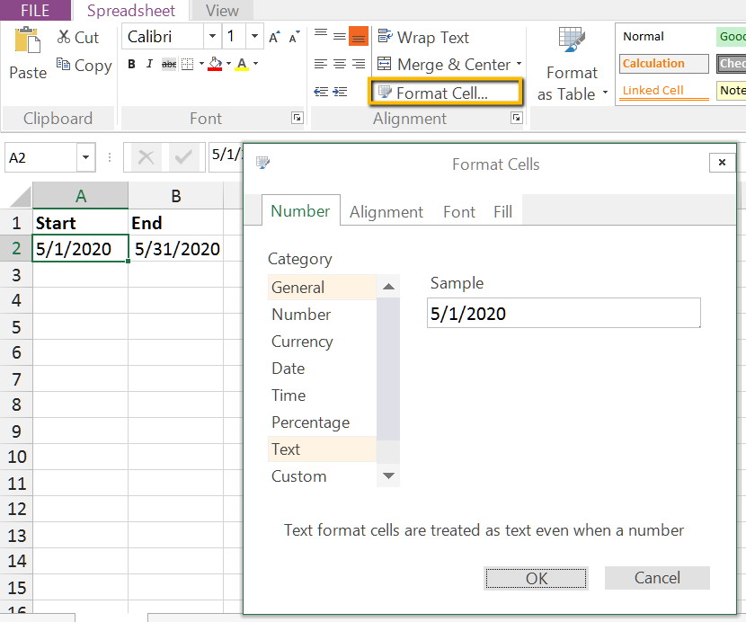 Format Cells