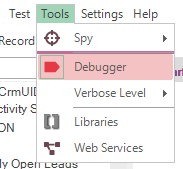 menu debugger