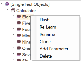 object tree, context menu 2