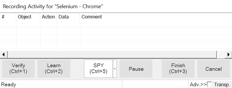 recording activity dialog