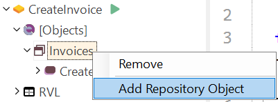 Add New Object into Existing Repository Window