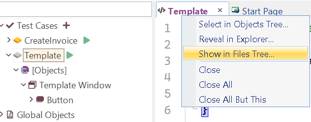 Show in Test Files Tree