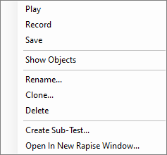 test files view, context menu 3